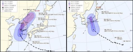 (사진=태풍 솔릭(왼)과 시마론 향방, 기상청)